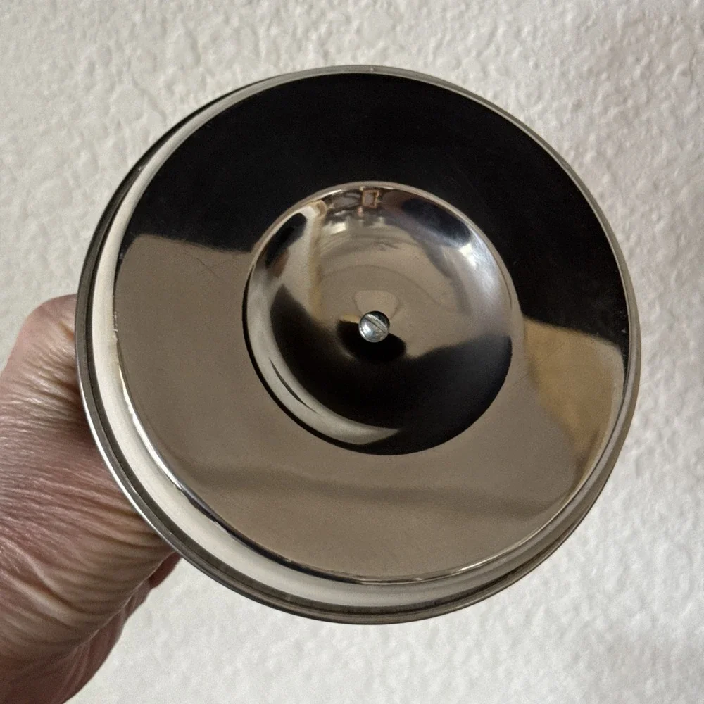 Vintage Mizar Chando India Stainless Steel Ice Bucket Crown Lid Brass Emblem MCM